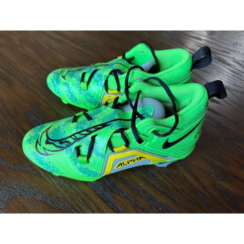 Nike Alpha Menace Pro 3 Football Cleats Mens 8 Green FB8442-303 Good Mid Top